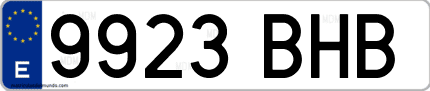 Ejemplo de matrícula de coche ordinaria 9923 BHB