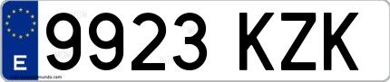 Ejemplo de matrícula española 9923 KZK