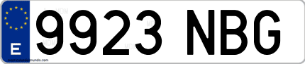 Ejemplo de matrícula de coche ordinaria 9923 NBG