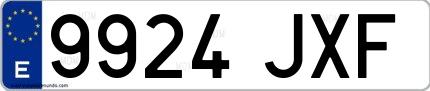 Ejemplo de matrícula española 9924 JXF