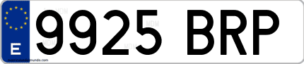 Ejemplo de matrícula de coche ordinaria 9925 BRP