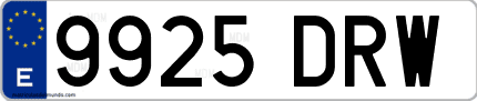 Ejemplo de matrícula de coche ordinaria 9925 DRW