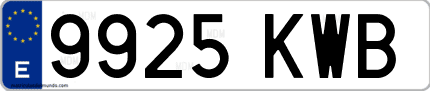 Ejemplo de matrícula de coche ordinaria 9925 KWB