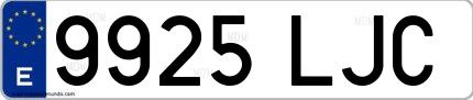 Ejemplo de matrícula española 9925 LJC