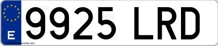 Ejemplo de matrícula española 9925 LRD