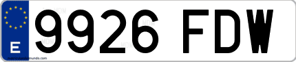 Ejemplo de matrícula de coche ordinaria 9926 FDW