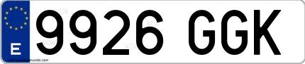 Ejemplo de matrícula española 9926 GGK