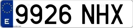 Ejemplo de matrícula española 9926 NHX