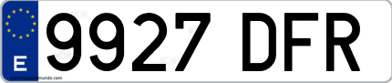 Ejemplo de matrícula de coche ordinaria 9927 DFR