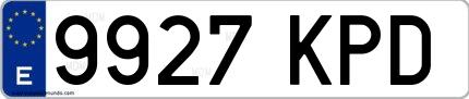 Ejemplo de matrícula española 9927 KPD