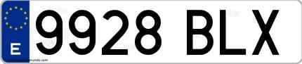 Ejemplo de matrícula española 9928 BLX