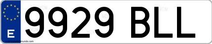 Ejemplo de matrícula española 9929 BLL