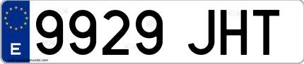 Ejemplo de matrícula española 9929 JHT