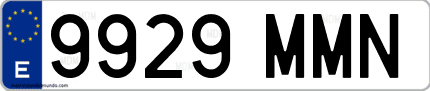 Ejemplo de matrícula de coche ordinaria 9929 MMN