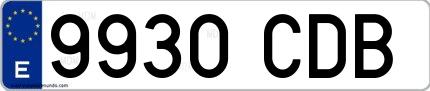 Ejemplo de matrícula española 9930 CDB