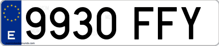 Ejemplo de matrícula de coche ordinaria 9930 FFY