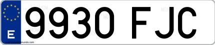Ejemplo de matrícula española 9930 FJC