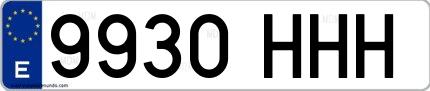 Ejemplo de matrícula española 9930 HHH