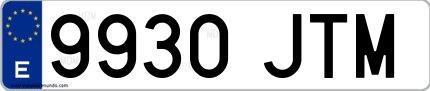 Ejemplo de matrícula española 9930 JTM