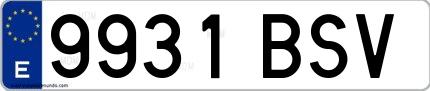 Ejemplo de matrícula española 9931 BSV
