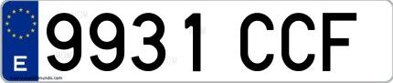 Ejemplo de matrícula española 9931 CCF