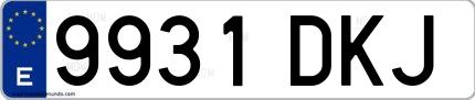 Ejemplo de matrícula española 9931 DKJ