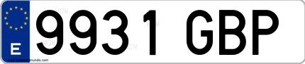 Ejemplo de matrícula española 9931 GBP