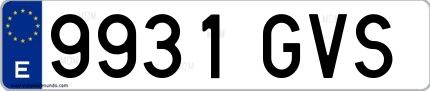 Ejemplo de matrícula española 9931 GVS