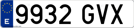 Ejemplo de matrícula de coche ordinaria 9932 GVX