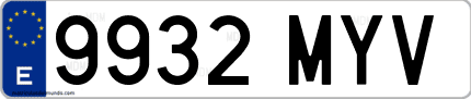 Ejemplo de matrícula de coche ordinaria 9932 MYV