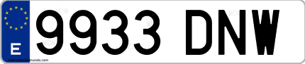 Ejemplo de matrícula de coche ordinaria 9933 DNW