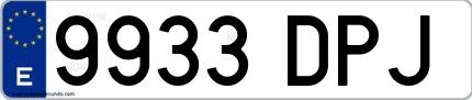 Ejemplo de matrícula española 9933 DPJ
