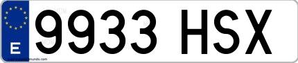 Ejemplo de matrícula española 9933 HSX