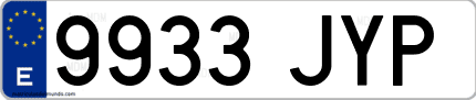 Ejemplo de matrícula de coche ordinaria 9933 JYP