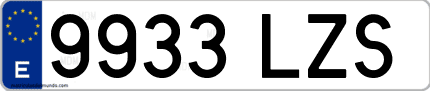 Ejemplo de matrícula de coche ordinaria 9933 LZS