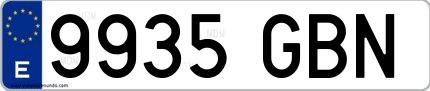 Ejemplo de matrícula española 9935 GBN