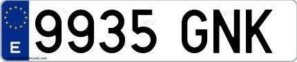 Ejemplo de matrícula española 9935 GNK