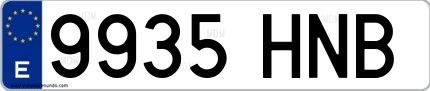 Ejemplo de matrícula española 9935 HNB