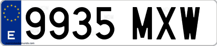 Ejemplo de matrícula de coche ordinaria 9935 MXW