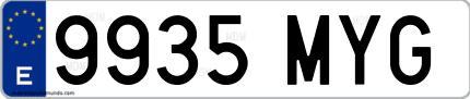 Ejemplo de matrícula de coche ordinaria 9935 MYG