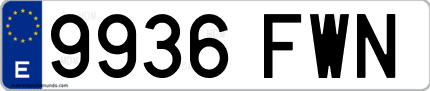 Ejemplo de matrícula de coche ordinaria 9936 FWN