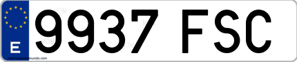 Ejemplo de matrícula de coche ordinaria 9937 FSC