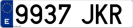 Ejemplo de matrícula de coche ordinaria 9937 JKR