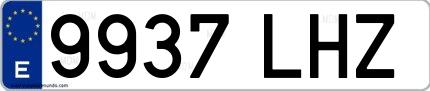 Ejemplo de matrícula española 9937 LHZ