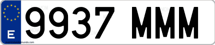 Ejemplo de matrícula de coche ordinaria 9937 MMM