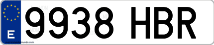 Ejemplo de matrícula de coche ordinaria 9938 HBR