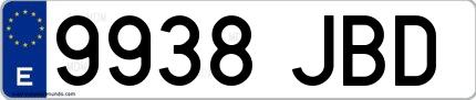 Ejemplo de matrícula española 9938 JBD