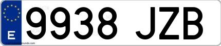 Ejemplo de matrícula española 9938 JZB