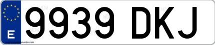 Ejemplo de matrícula española 9939 DKJ