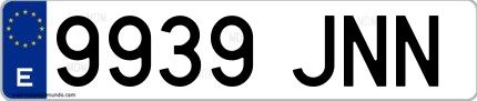 Ejemplo de matrícula española 9939 JNN